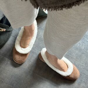 UGG Zora Suede Sheepskin Ballet Shoes–Chestnut